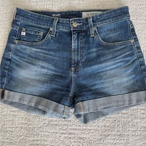 Ag Adriano Goldschmied Blue Jean Shorts Cuffed Hem